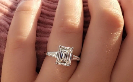 Soft romantic touches for emerald cut engagement rings